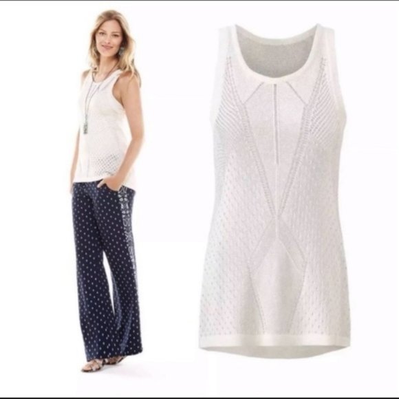 CAbi Tops - CAbi Style 5136 Knit White Tennis Business Casual Tank Top  Size M